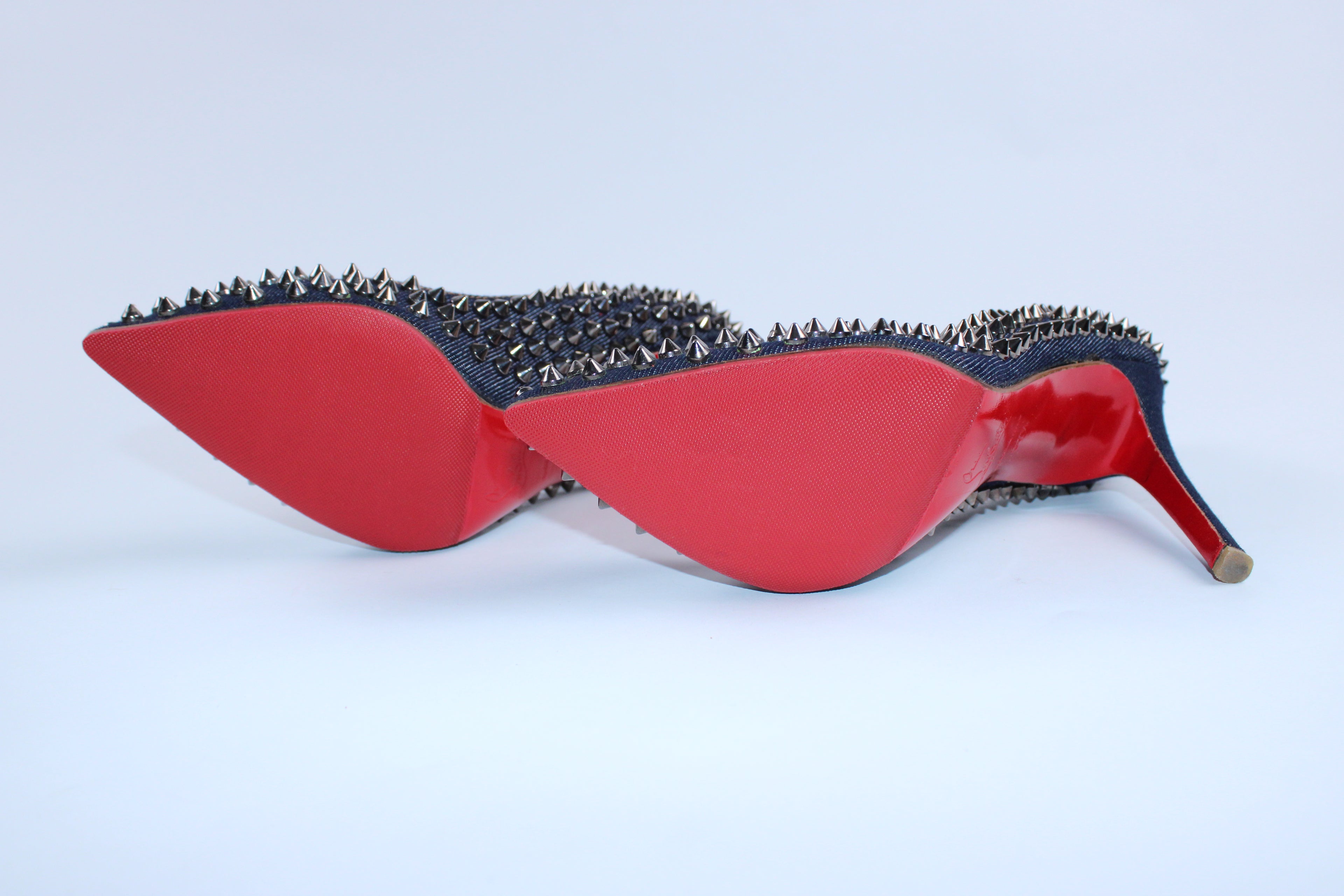 Christian Louboutin Denim Pigalle Spiked Heels