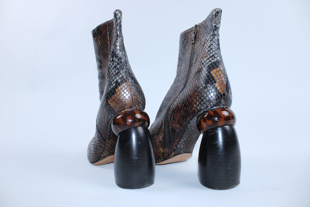 Dries Van Noten Snakeskin Large Heeled Boots