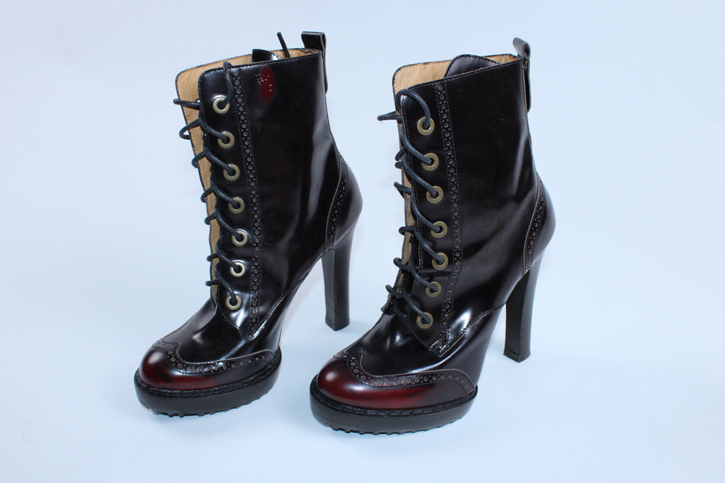 Alexander McQueen Lace-Up Platform Heeled Boots
