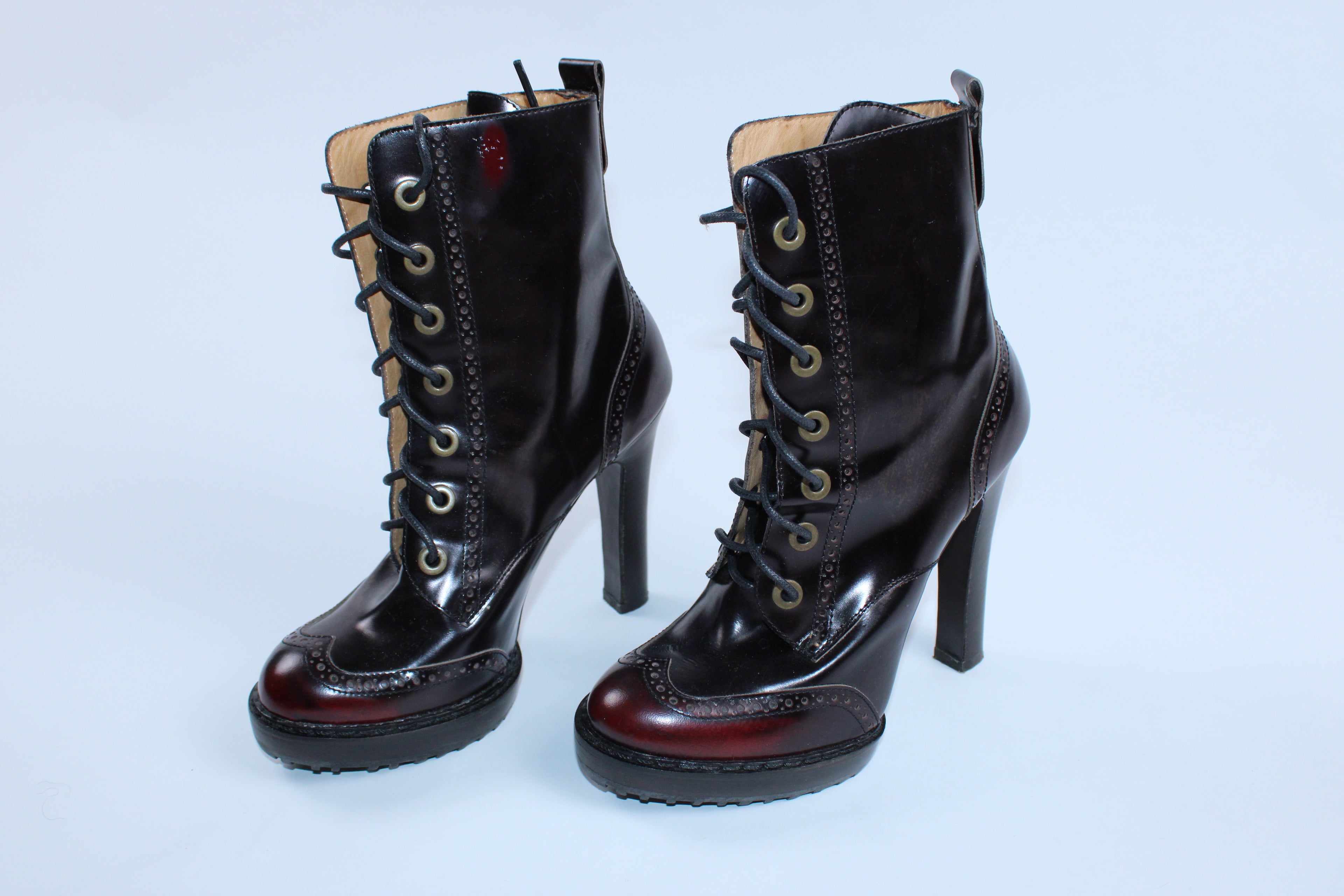 Alexander McQueen Lace-Up Platform Heeled Boots