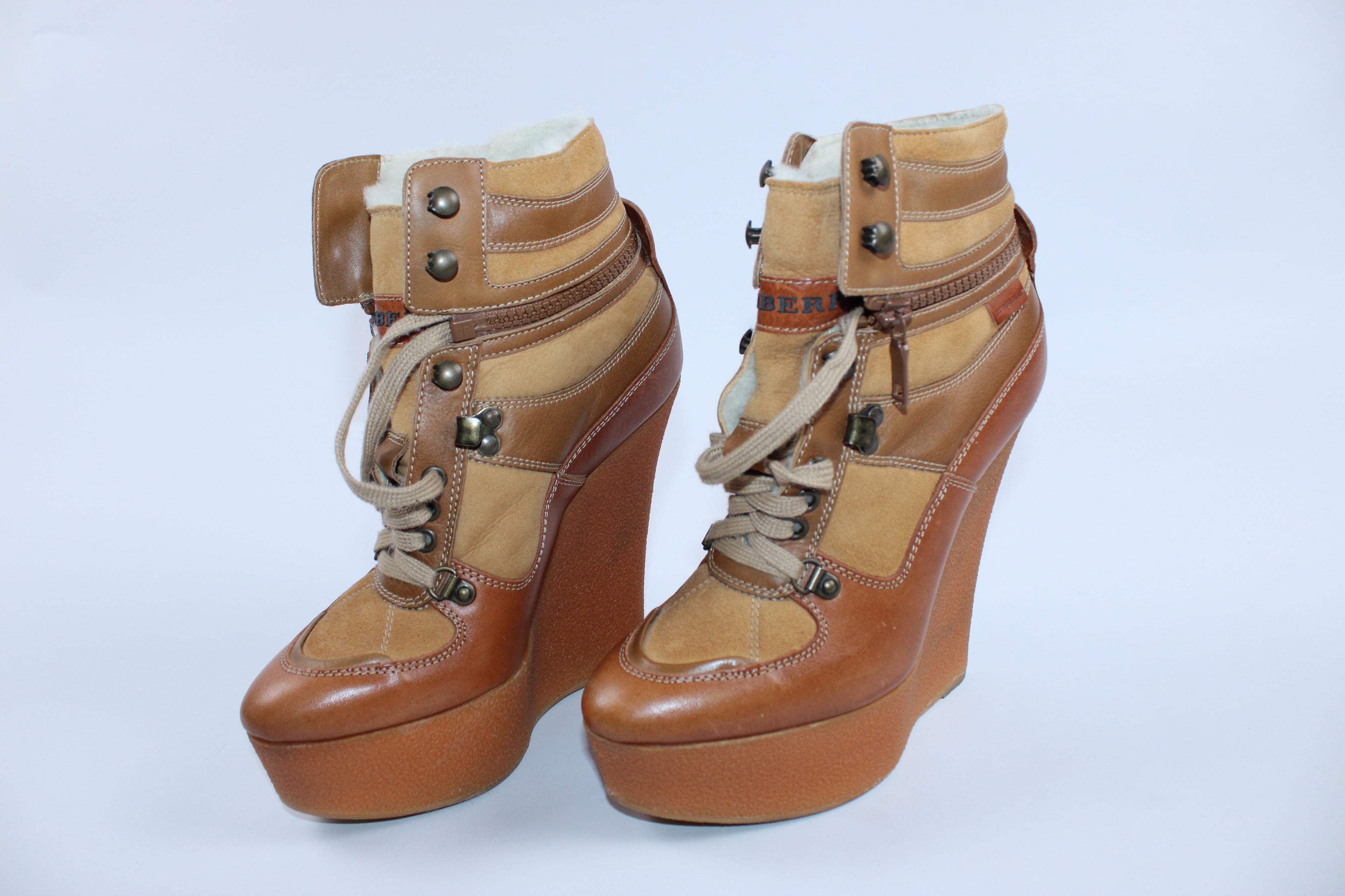 Burberry Buckled Leather Platform Boots