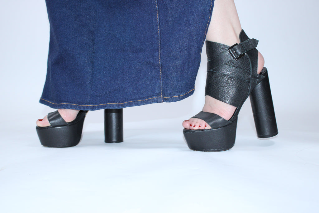 Surface To Air Leather Buckled Heel
