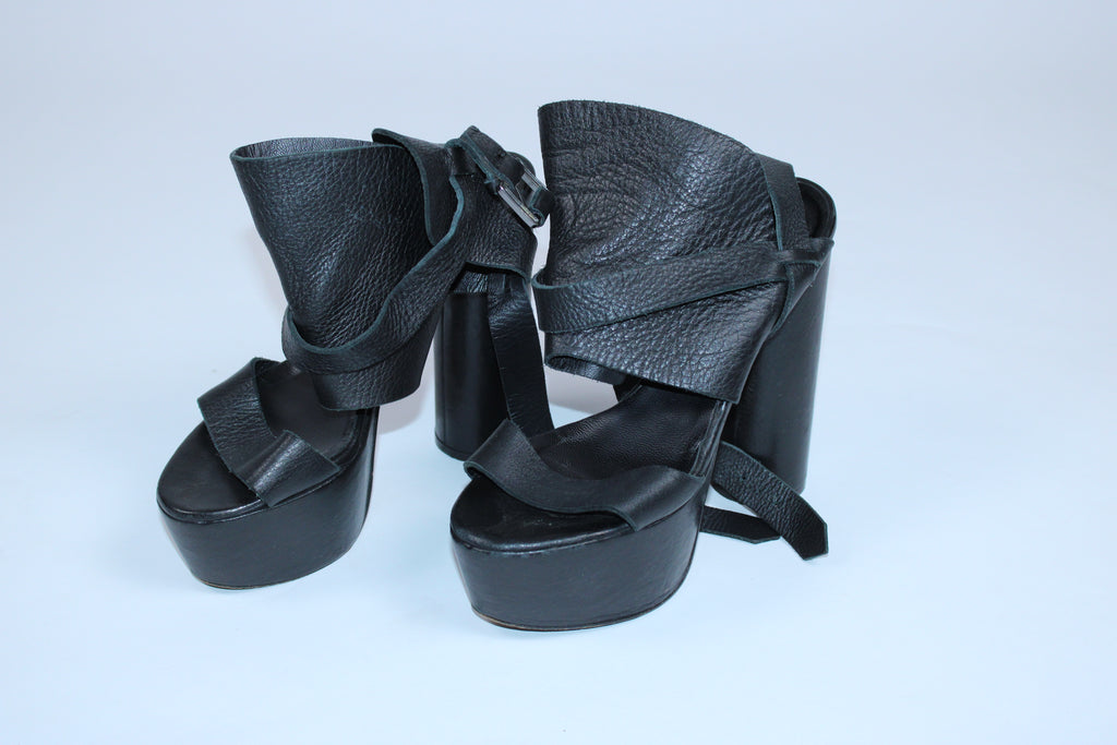 Surface To Air Leather Buckled Heel