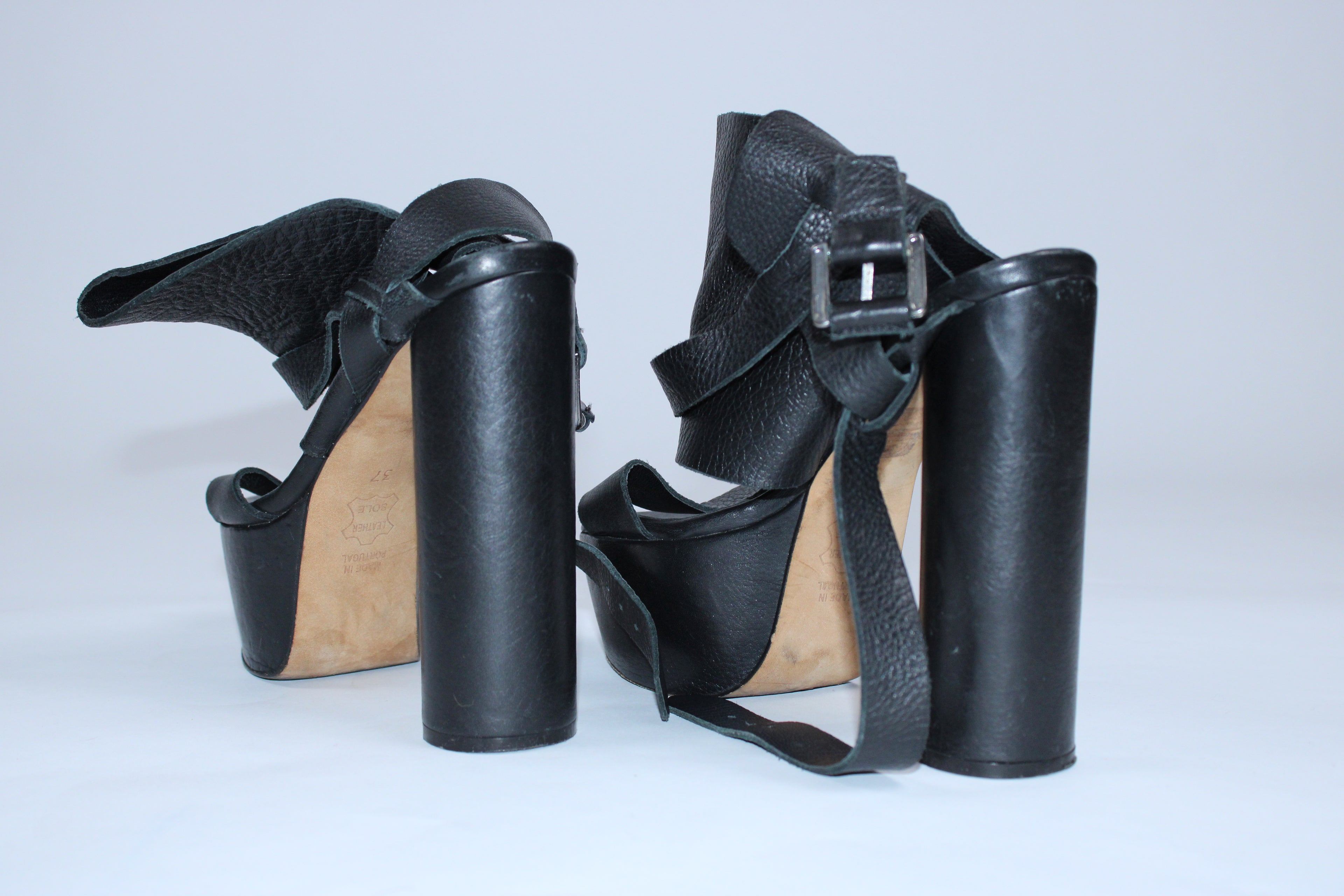 Surface To Air Leather Buckled Heel