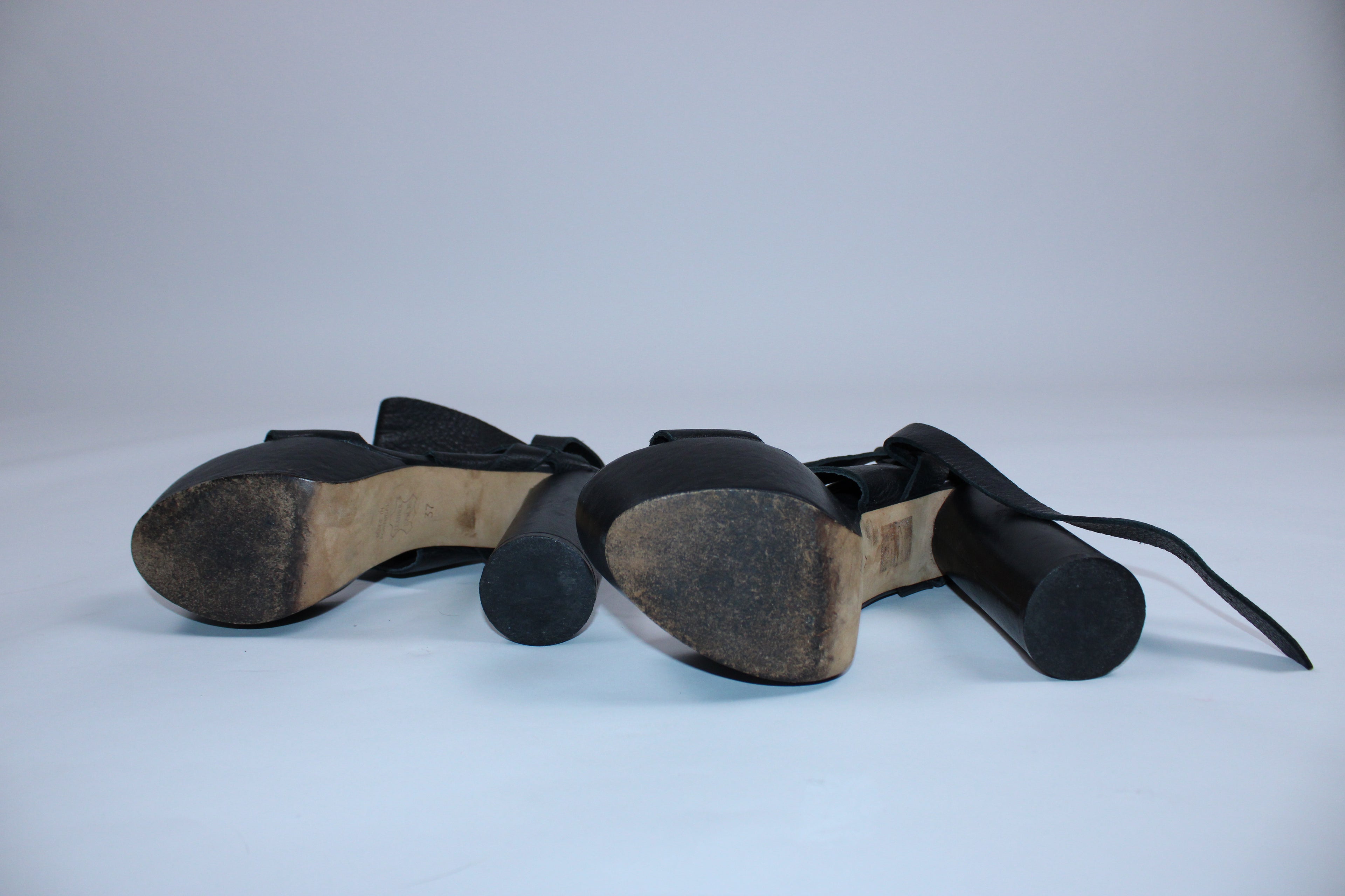 Surface To Air Leather Buckled Heel