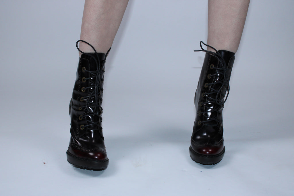 Alexander McQueen Lace-Up Platform Heeled Boots