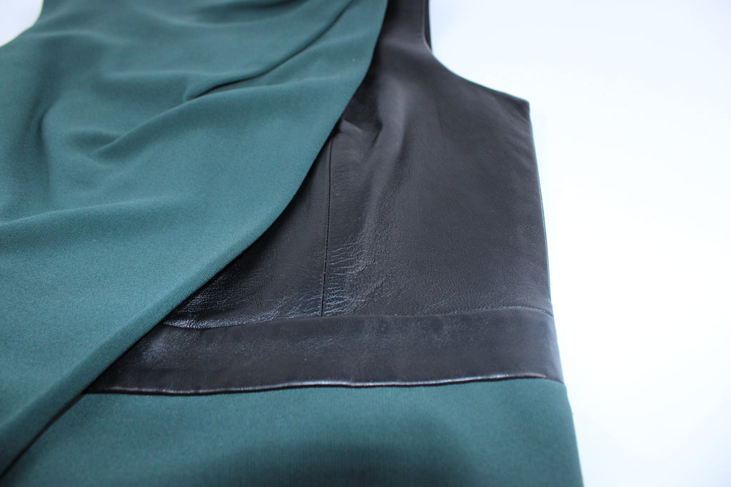 Alexander Wang Draped Sleeveless Dress With Leather Panel