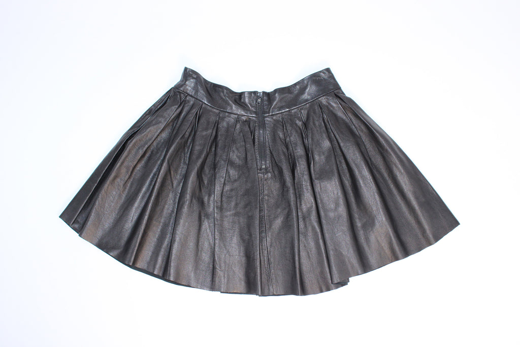 Alice + Olivia Leather Pleated Mini Skirt