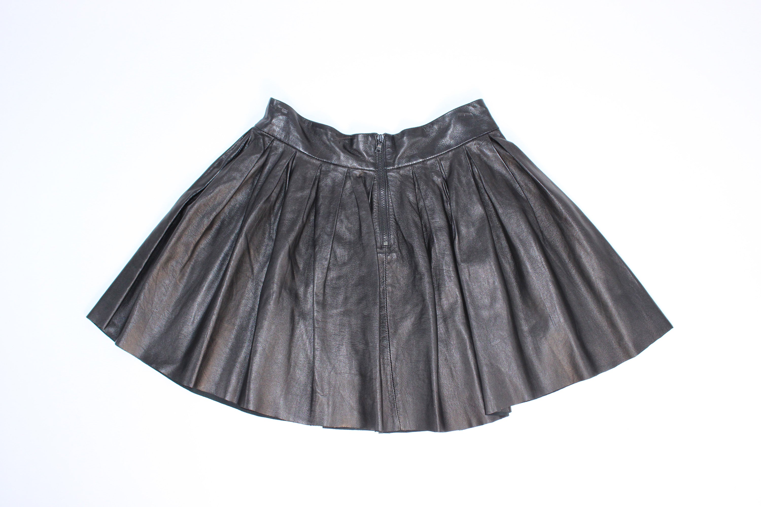 Alice + Olivia Leather Pleated Mini Skirt