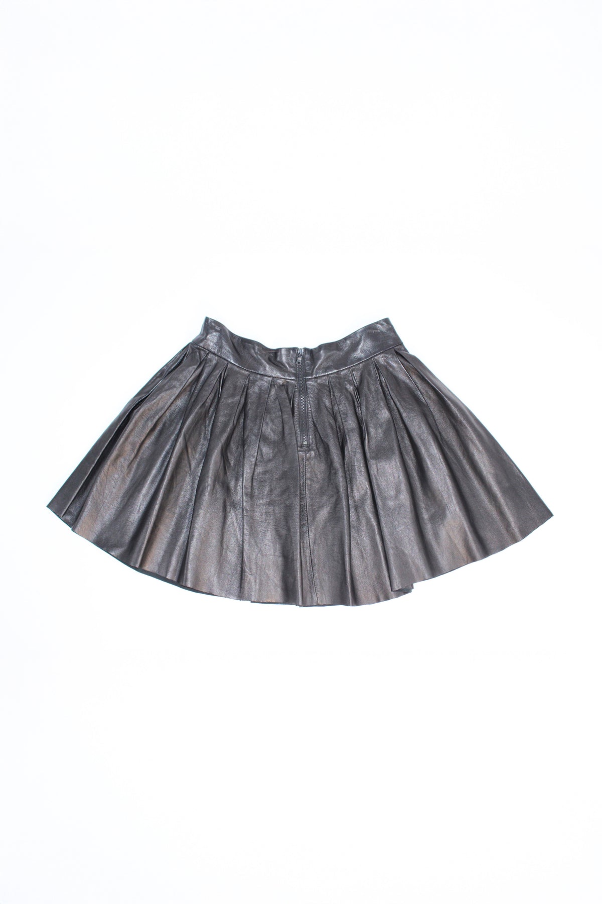 Alice + Olivia Leather Pleated Mini Skirt