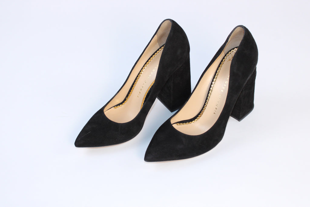 Charlotte Olympia Suede Block Heel Pumps
