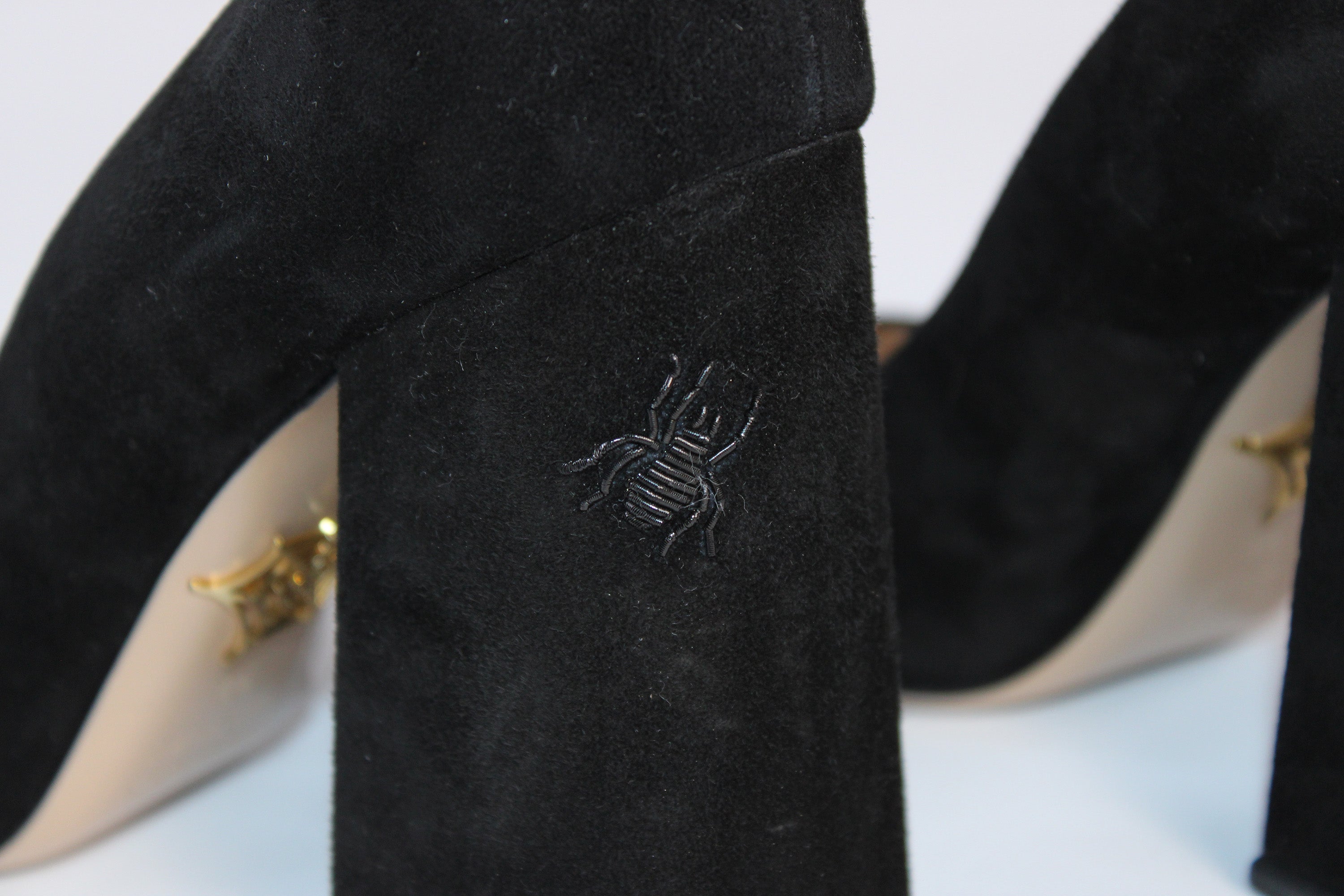 Charlotte Olympia Suede Block Heel Pumps