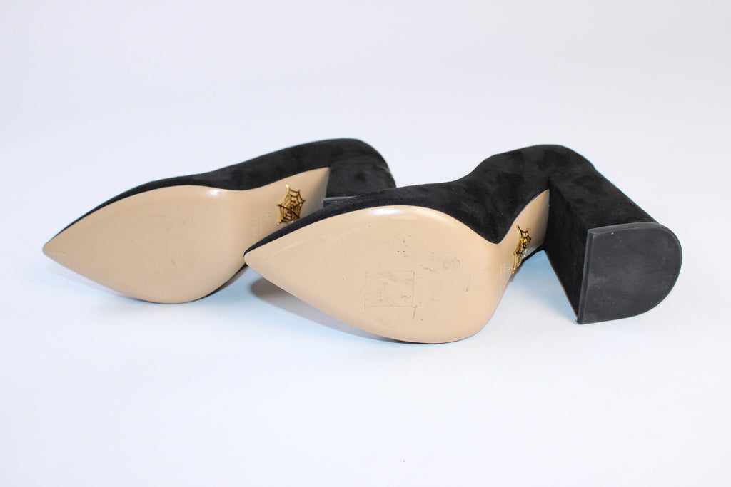Charlotte Olympia Suede Block Heel Pumps