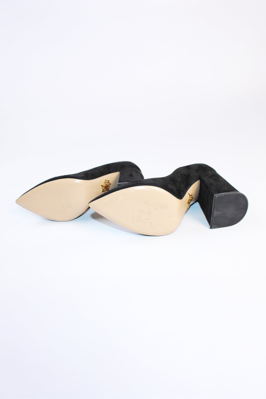 Charlotte Olympia Suede Block Heel Pumps