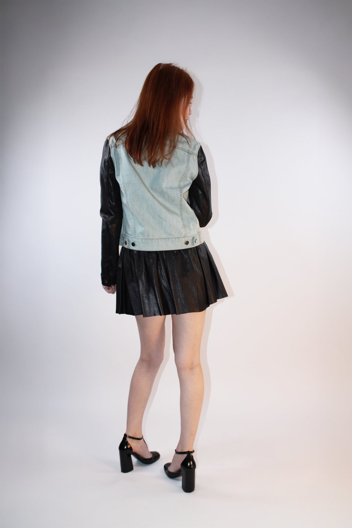 Alice + Olivia Leather Pleated Mini Skirt