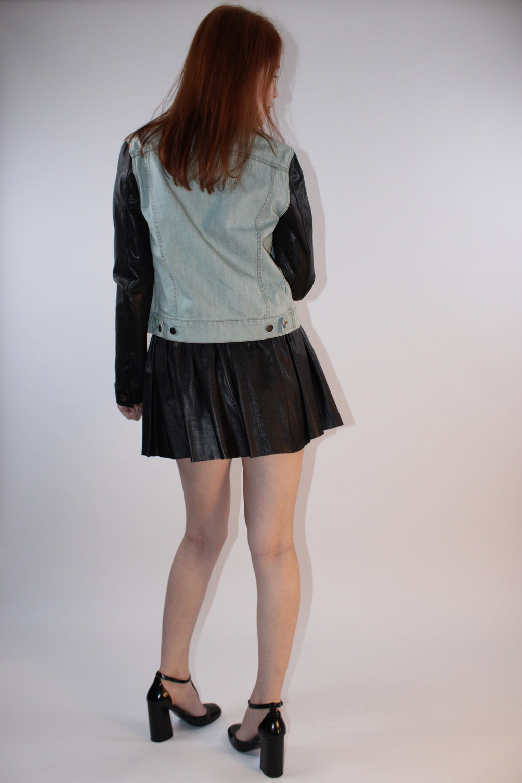 Alice + Olivia Leather Pleated Mini Skirt