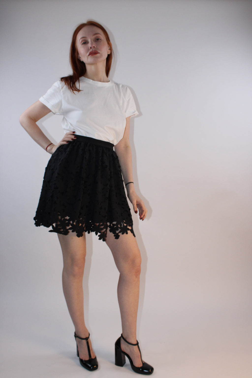MSGM Laser-Cut Floral Skirt