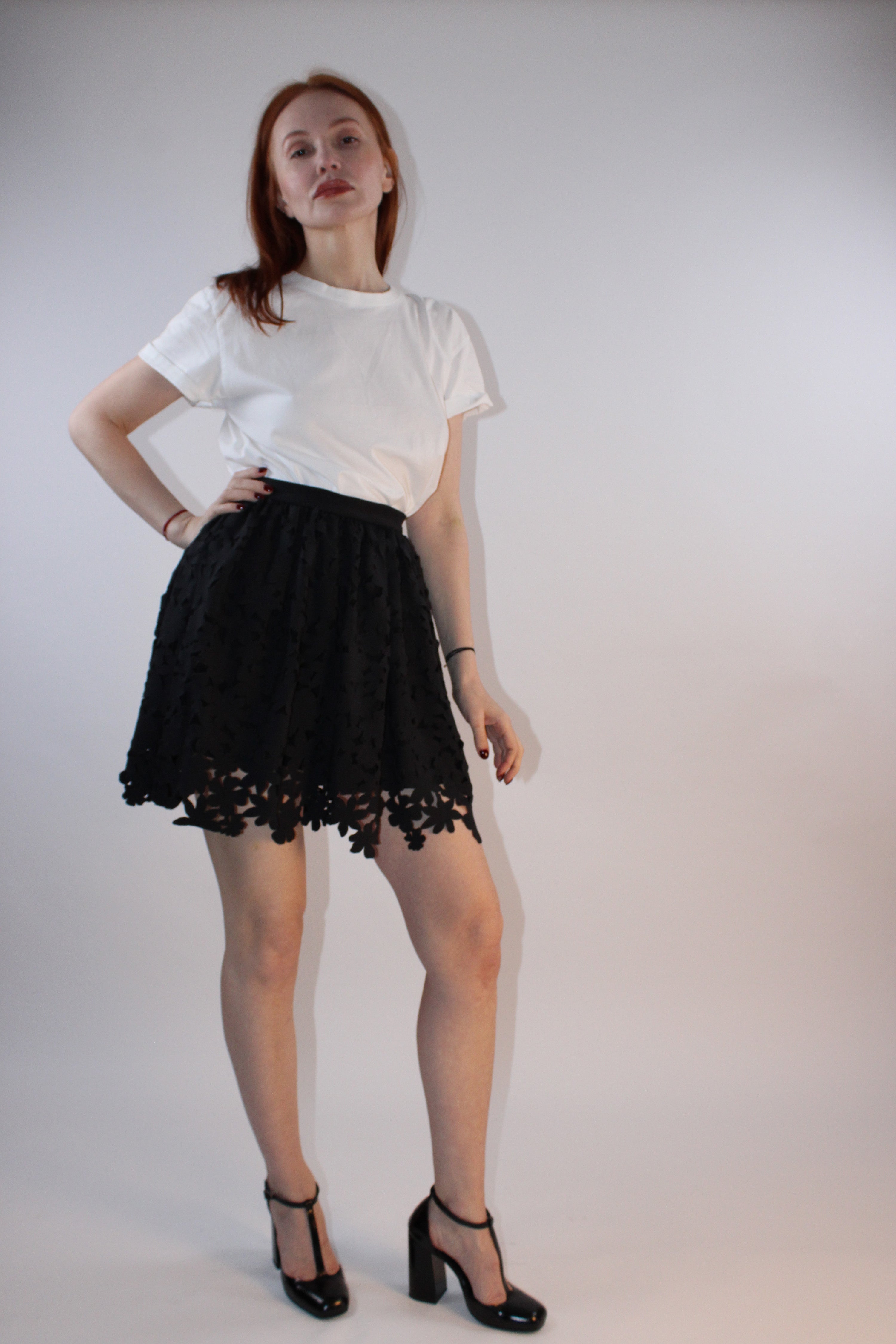 MSGM Laser-Cut Floral Skirt