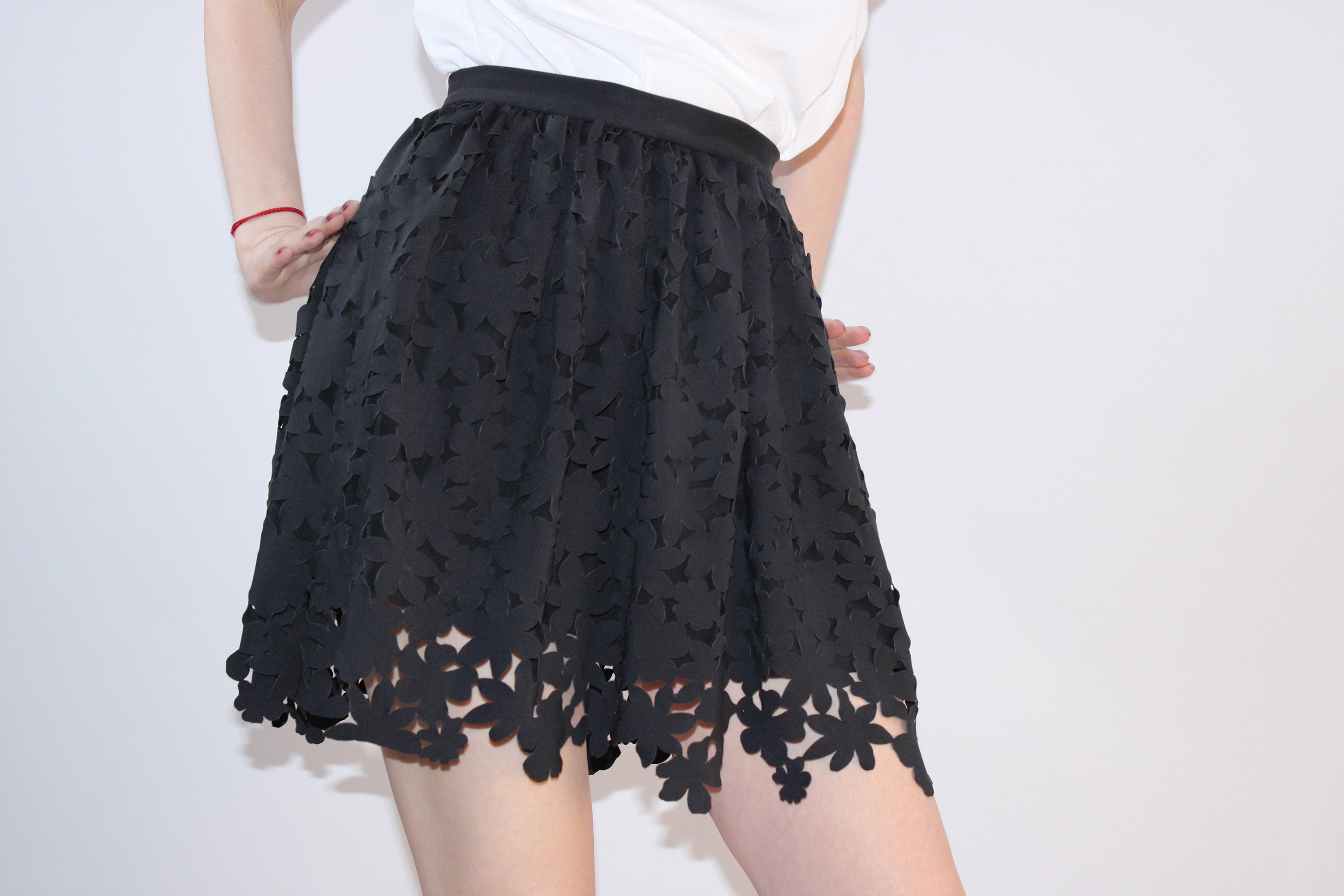 MSGM Laser-Cut Floral Skirt