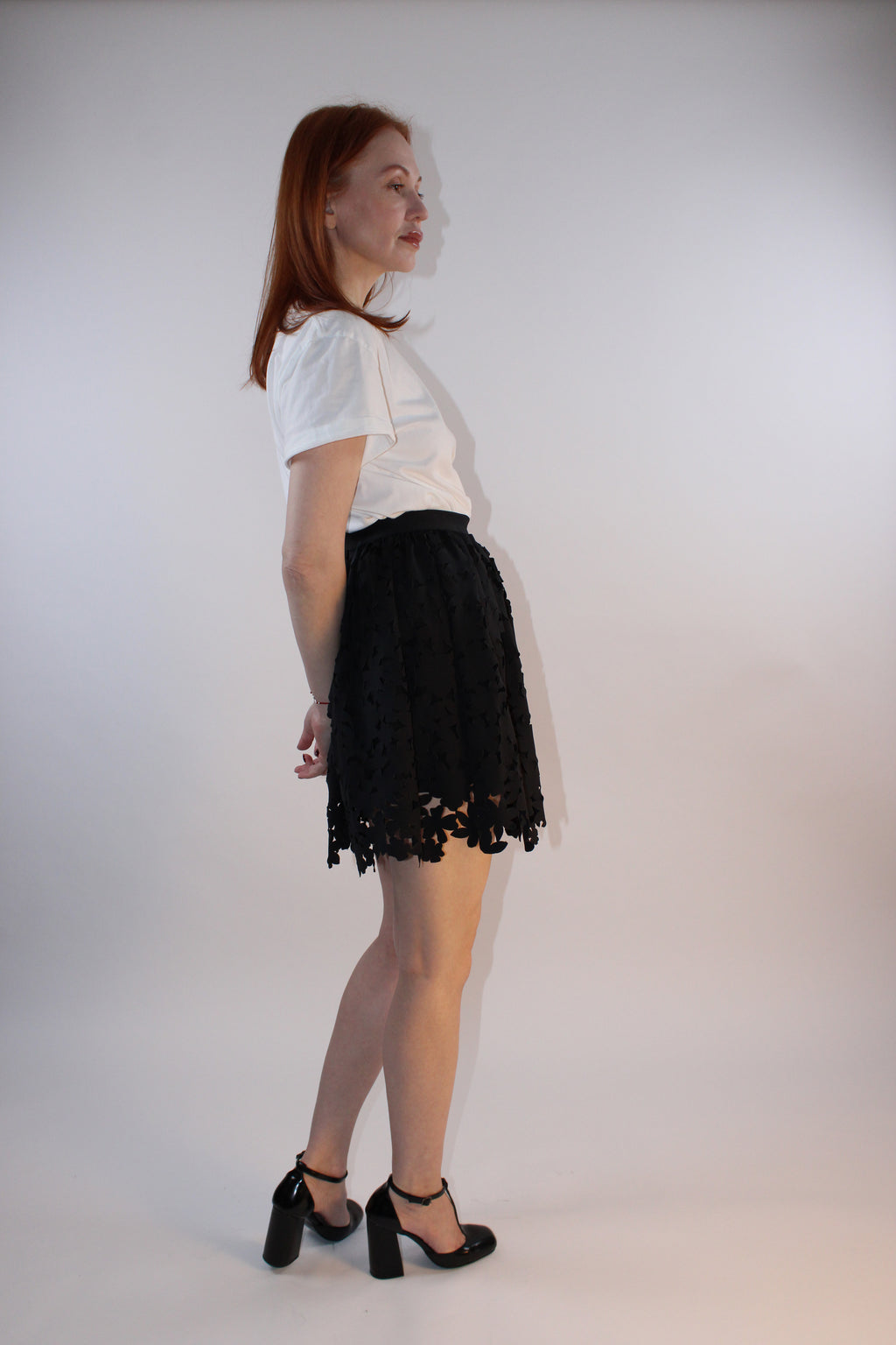 MSGM Laser-Cut Floral Skirt