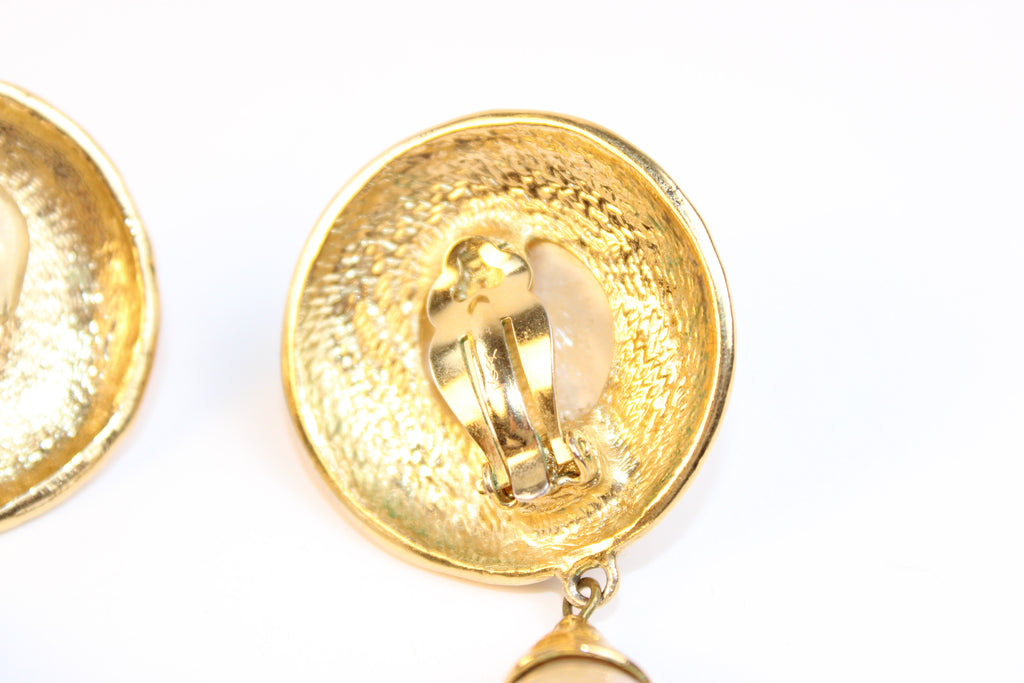 Yves Saint Laurent Gold-Tone Pearl Drop Earrings