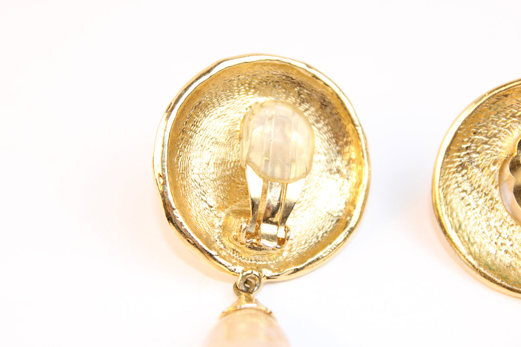 Yves Saint Laurent Gold-Tone Pearl Drop Earrings