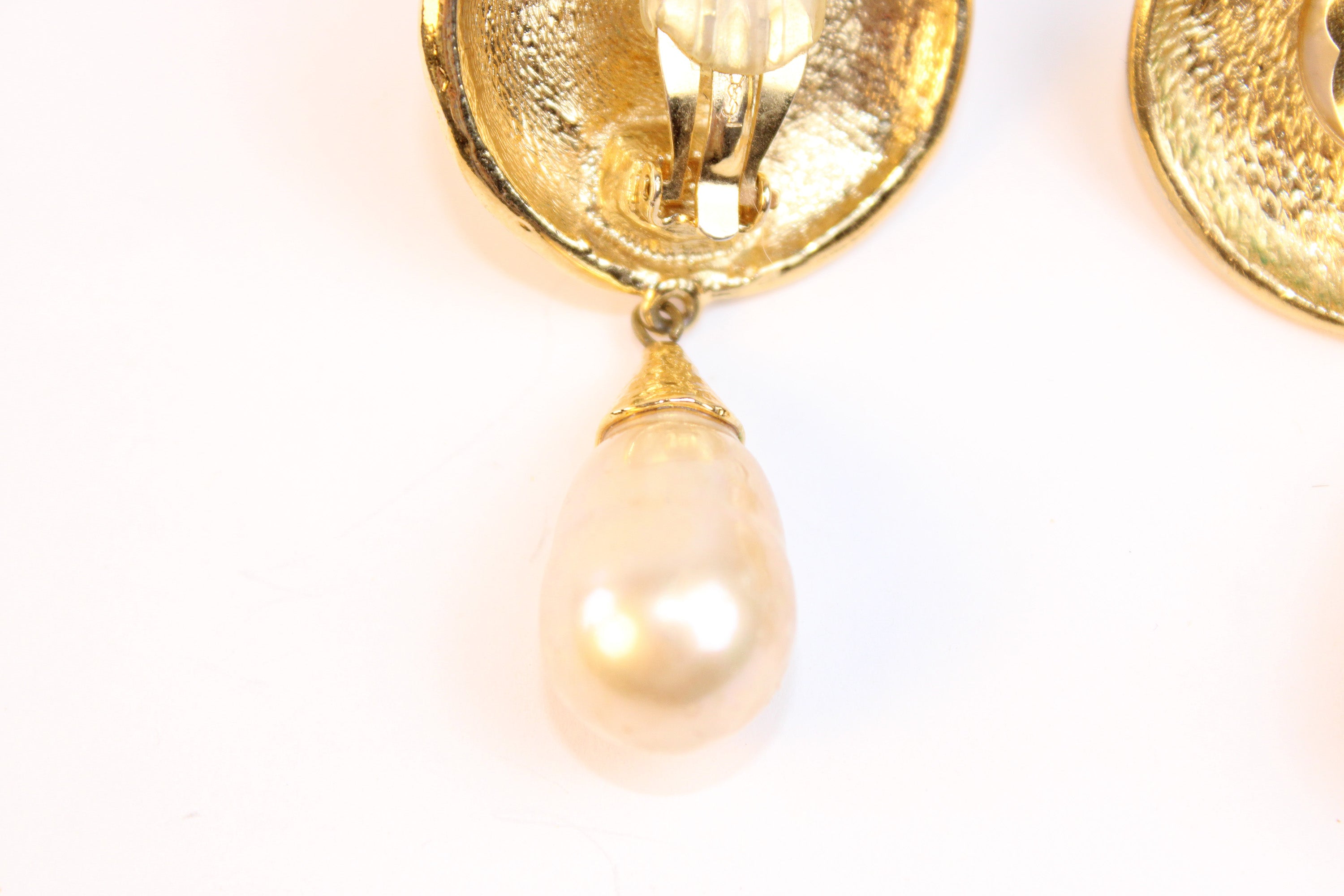 Yves Saint Laurent Gold-Tone Pearl Drop Earrings