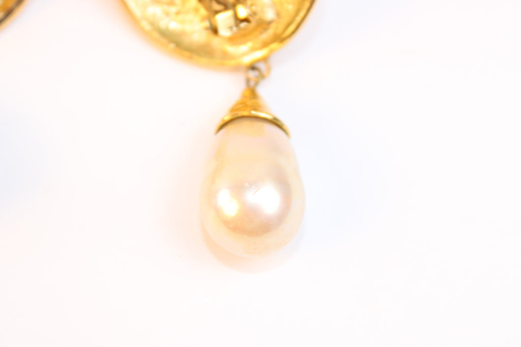 Yves Saint Laurent Gold-Tone Pearl Drop Earrings