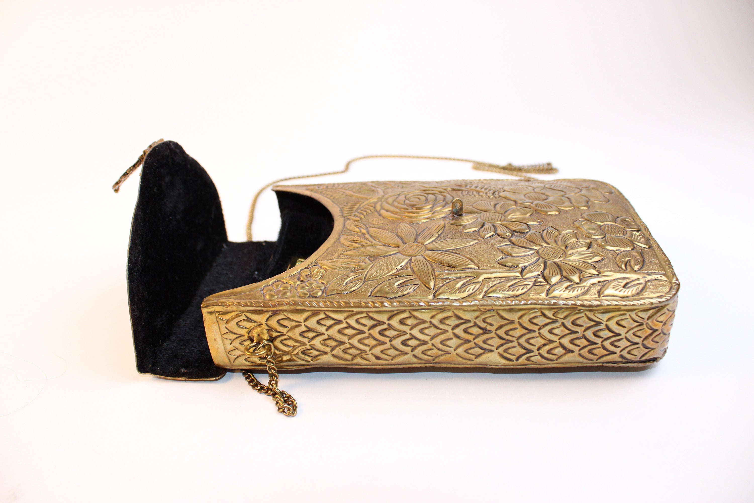 From St Xavier Gold Embossed Floral Mini Crossbody Bag