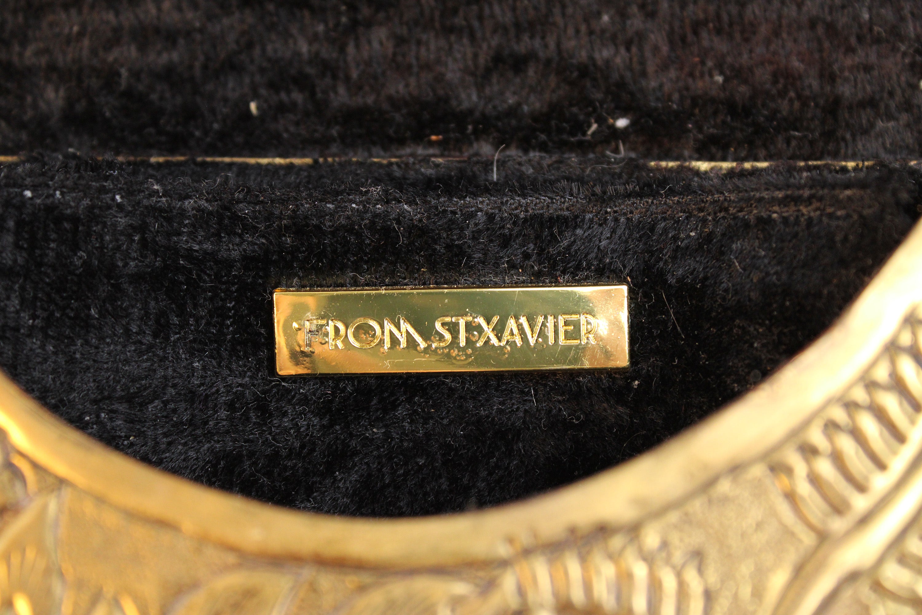 From St Xavier Gold Embossed Floral Mini Crossbody Bag