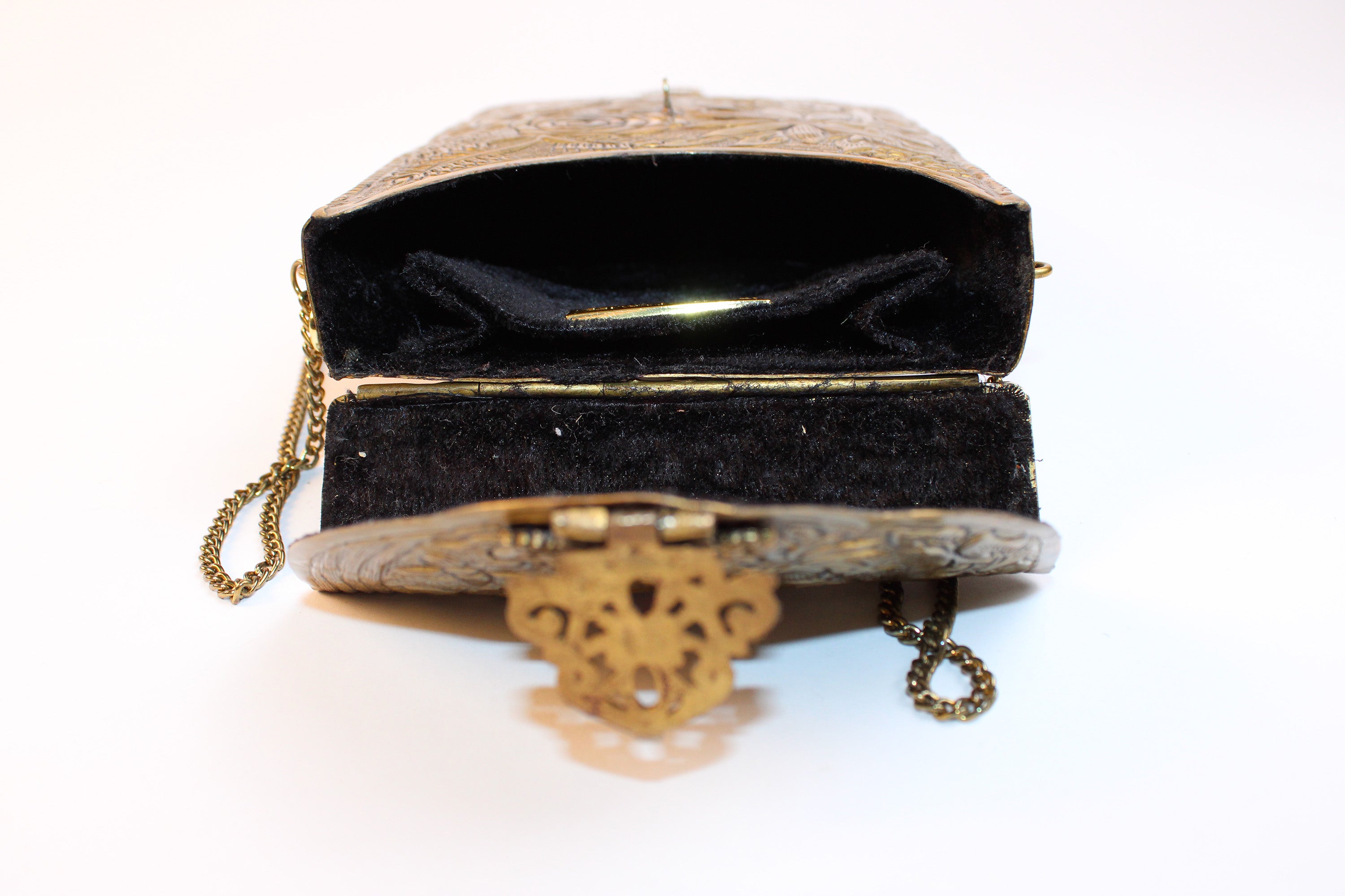 From St Xavier Gold Embossed Floral Mini Crossbody Bag