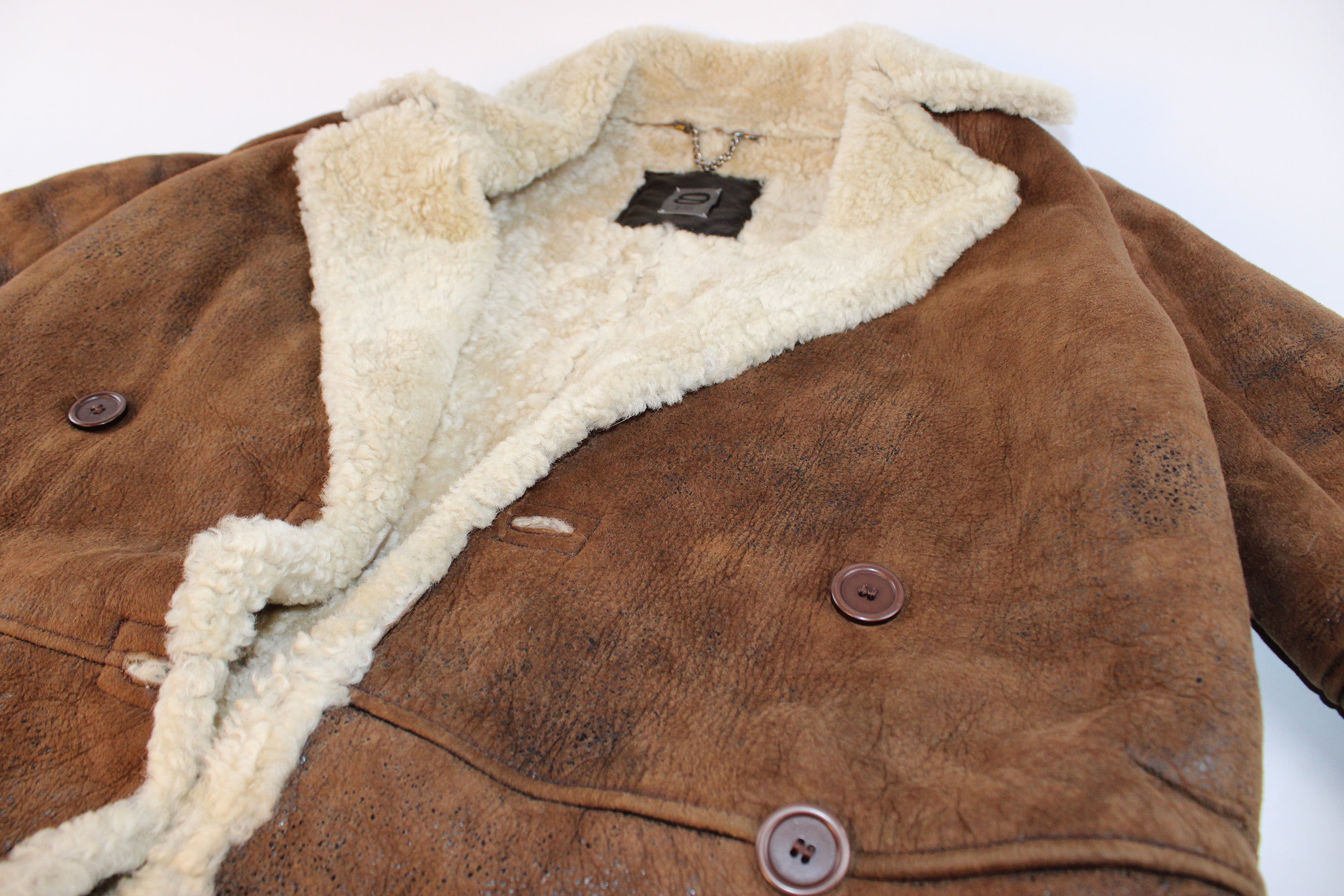 8 by Yoox Shearling Lined Distressed Leather Coat