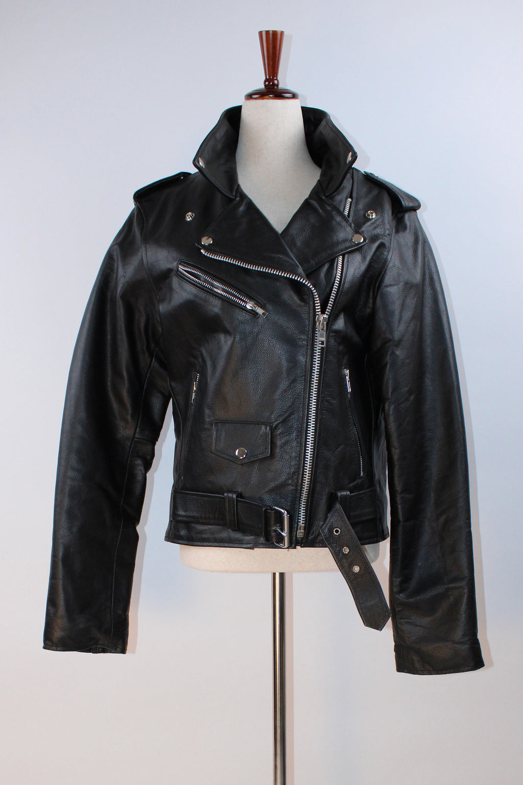 Leather Motorcycle Co black leather moto biker jacket with asymmetrical zipper