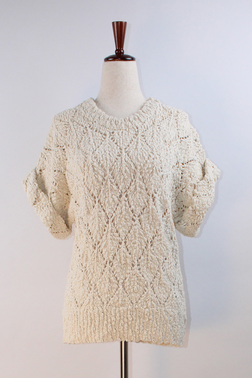 IRO cream chunky open knit sweater with textured cable pattern