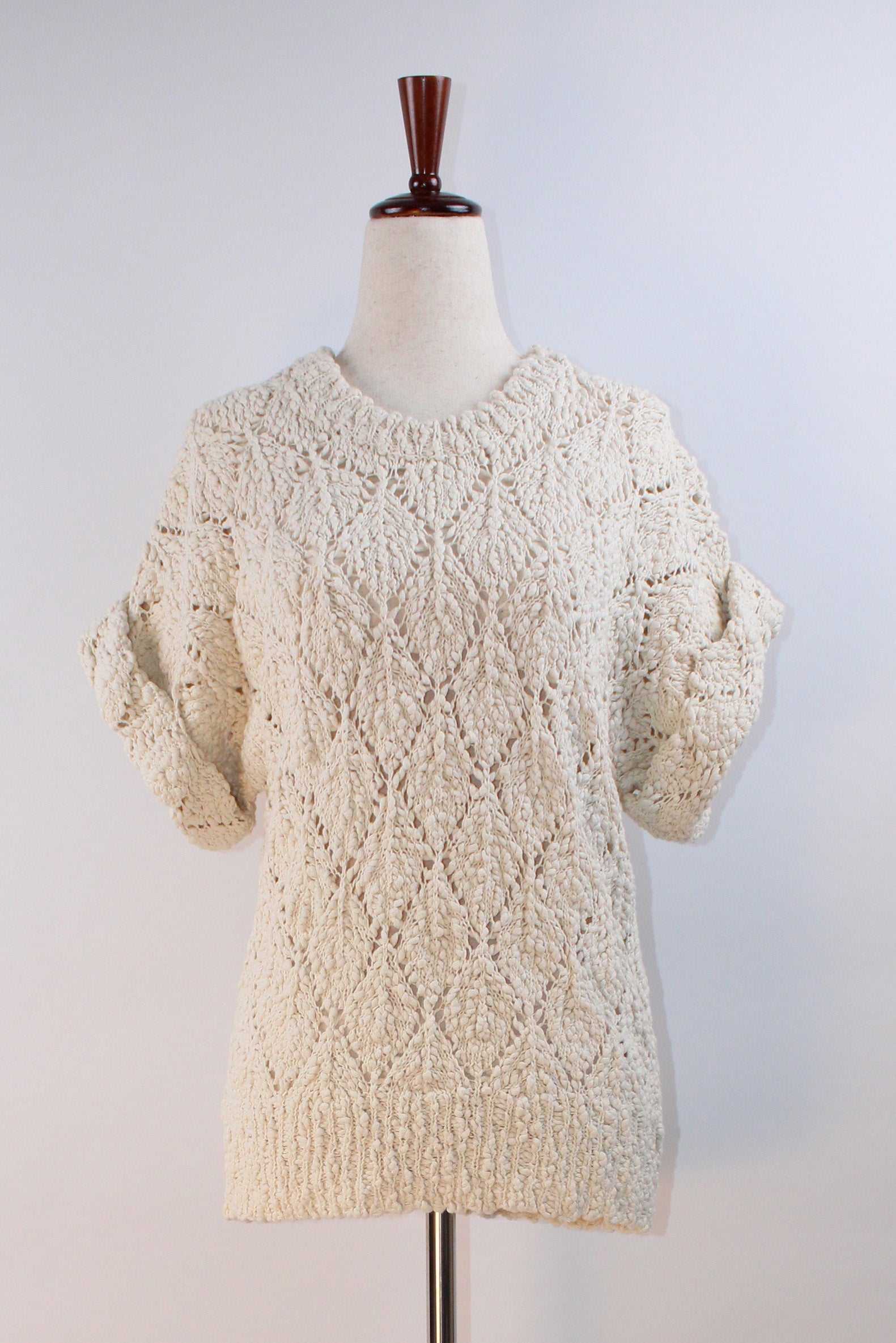 IRO cream chunky open knit sweater with textured cable pattern