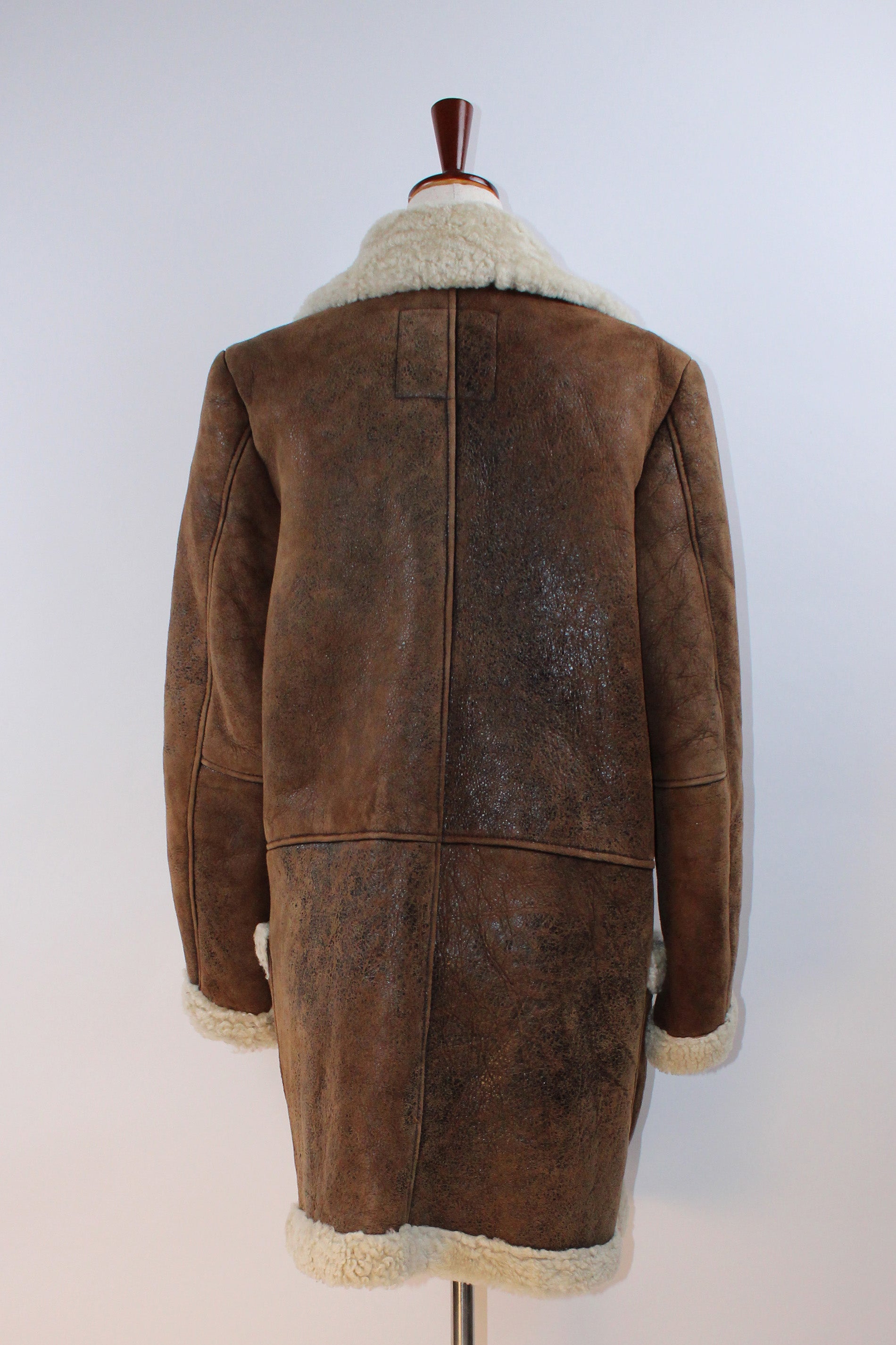 8 by Yoox Shearling Lined Distressed Leather Coat