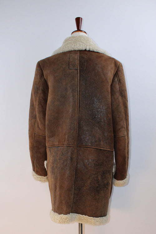 8 by Yoox Shearling Lined Distressed Leather Coat