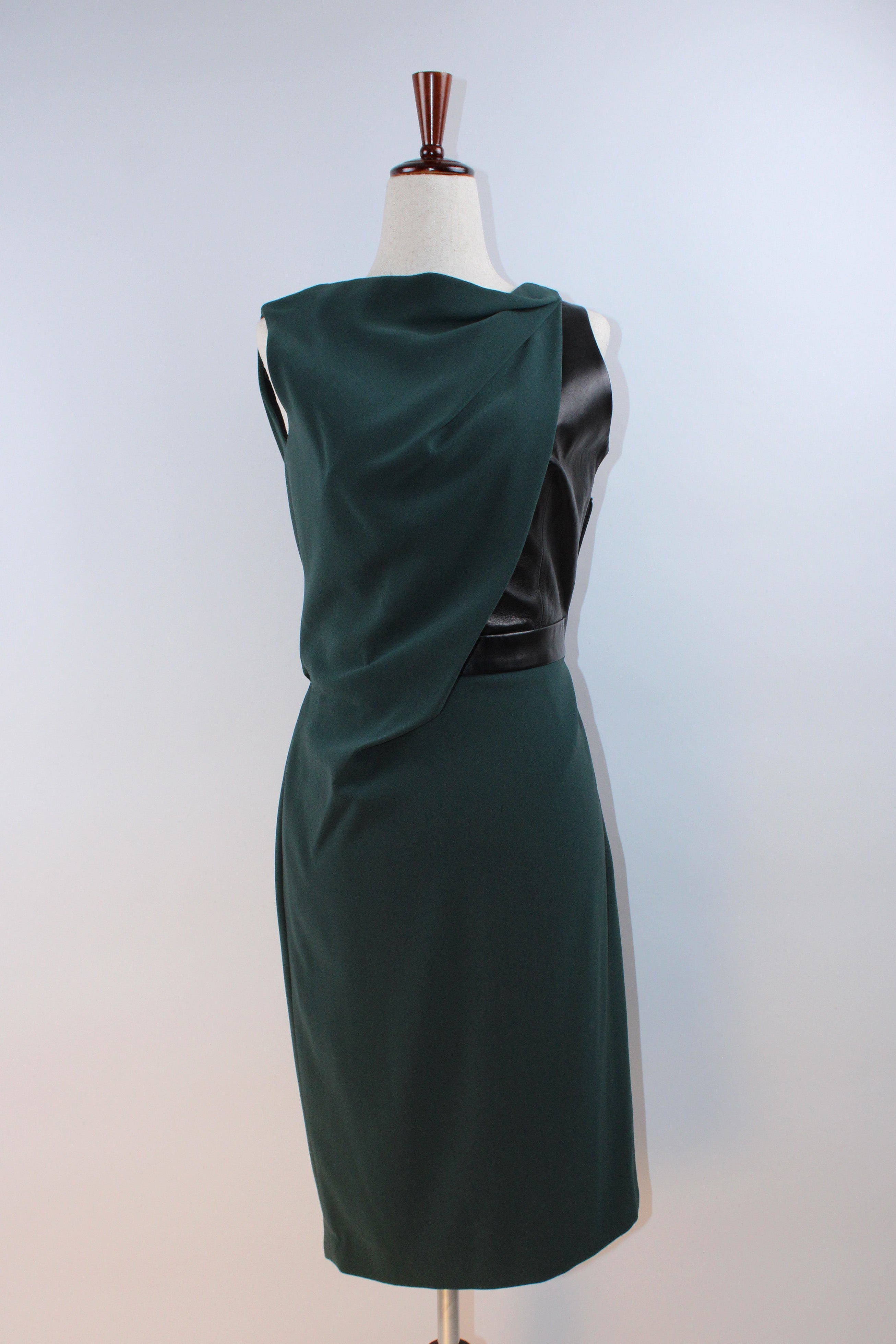 Alexander Wang Draped Sleeveless Dress With Leather Panel