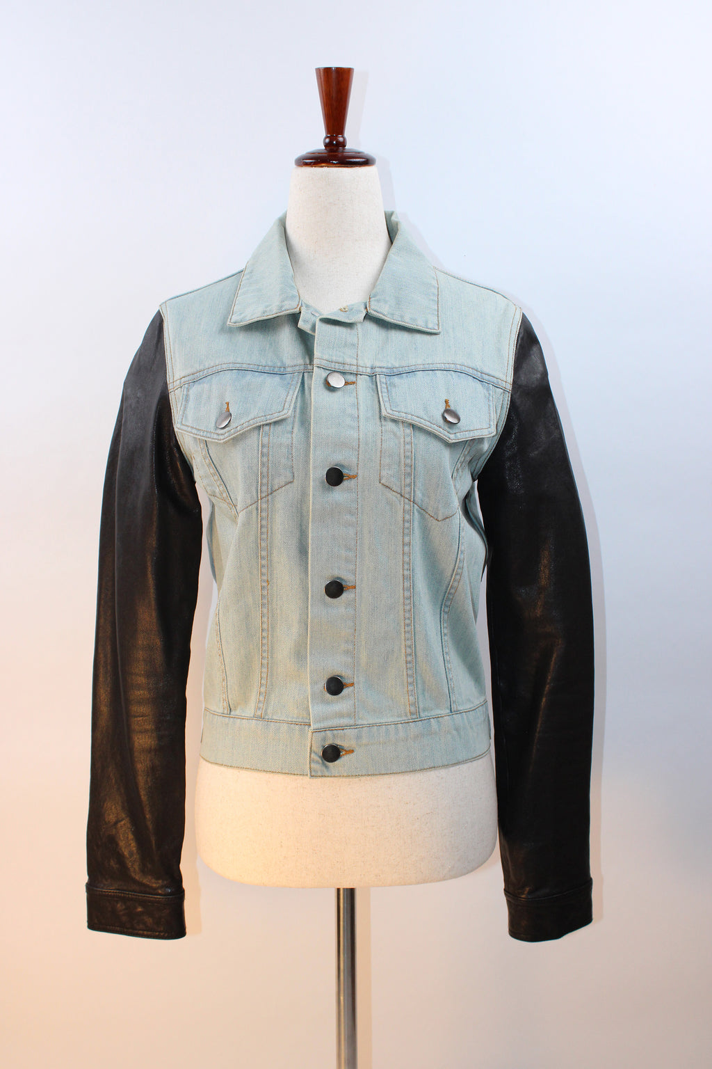Alexander Wang Denim Jacket with Goat Skin Sleeves