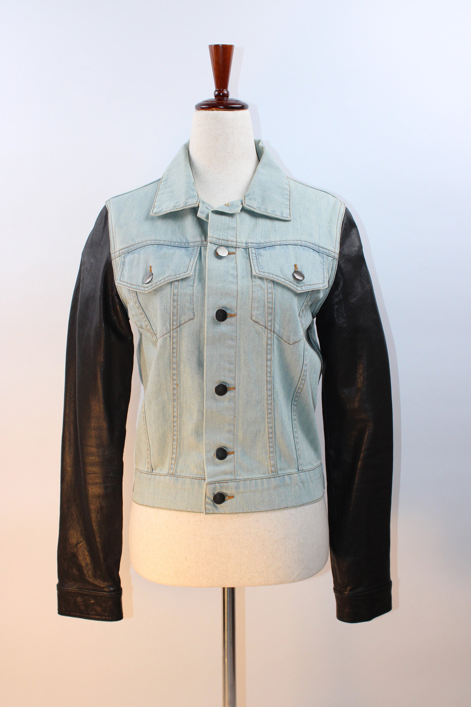 Alexander Wang Denim Jacket with Goat Skin Sleeves