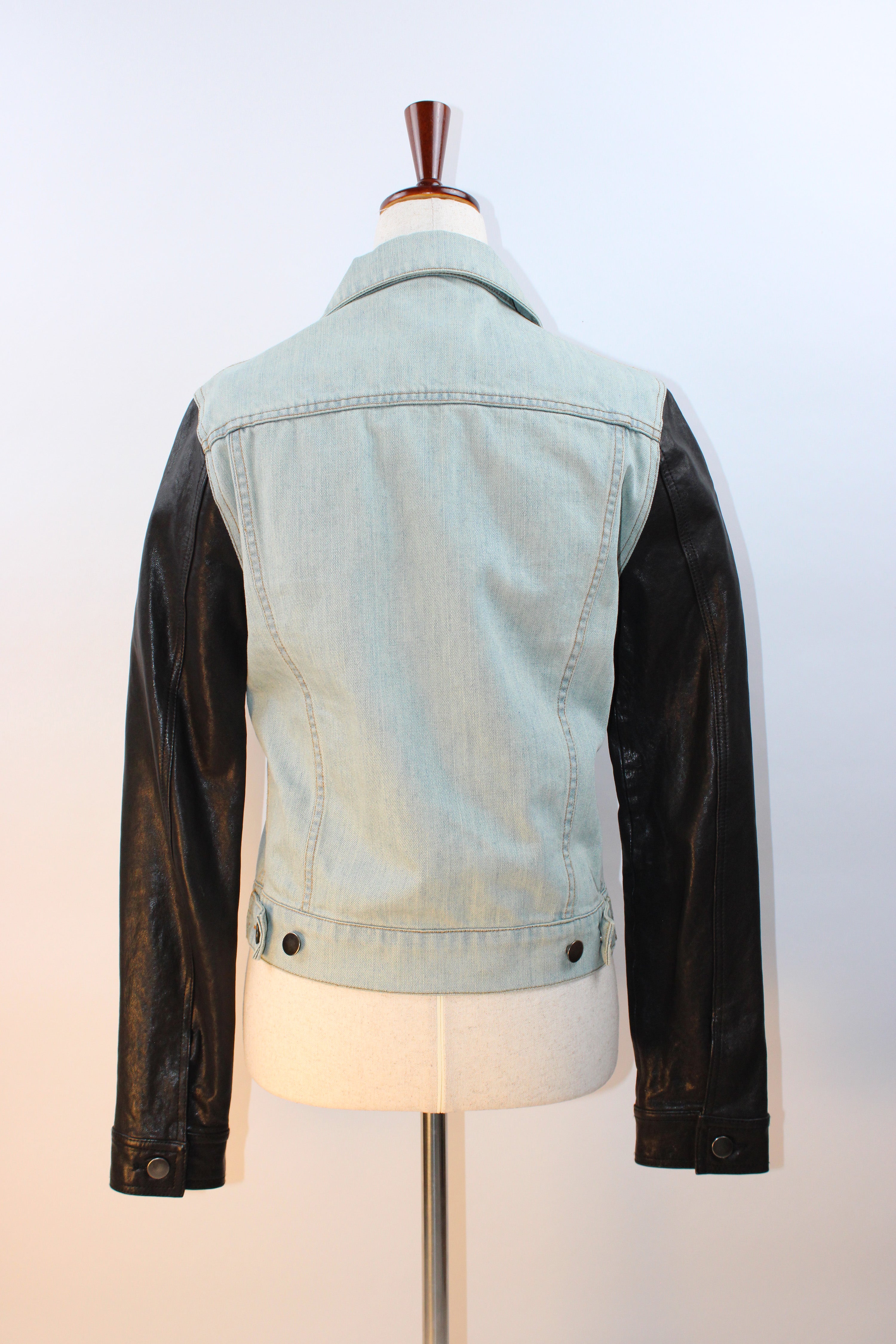Alexander Wang Denim Jacket with Goat Skin Sleeves