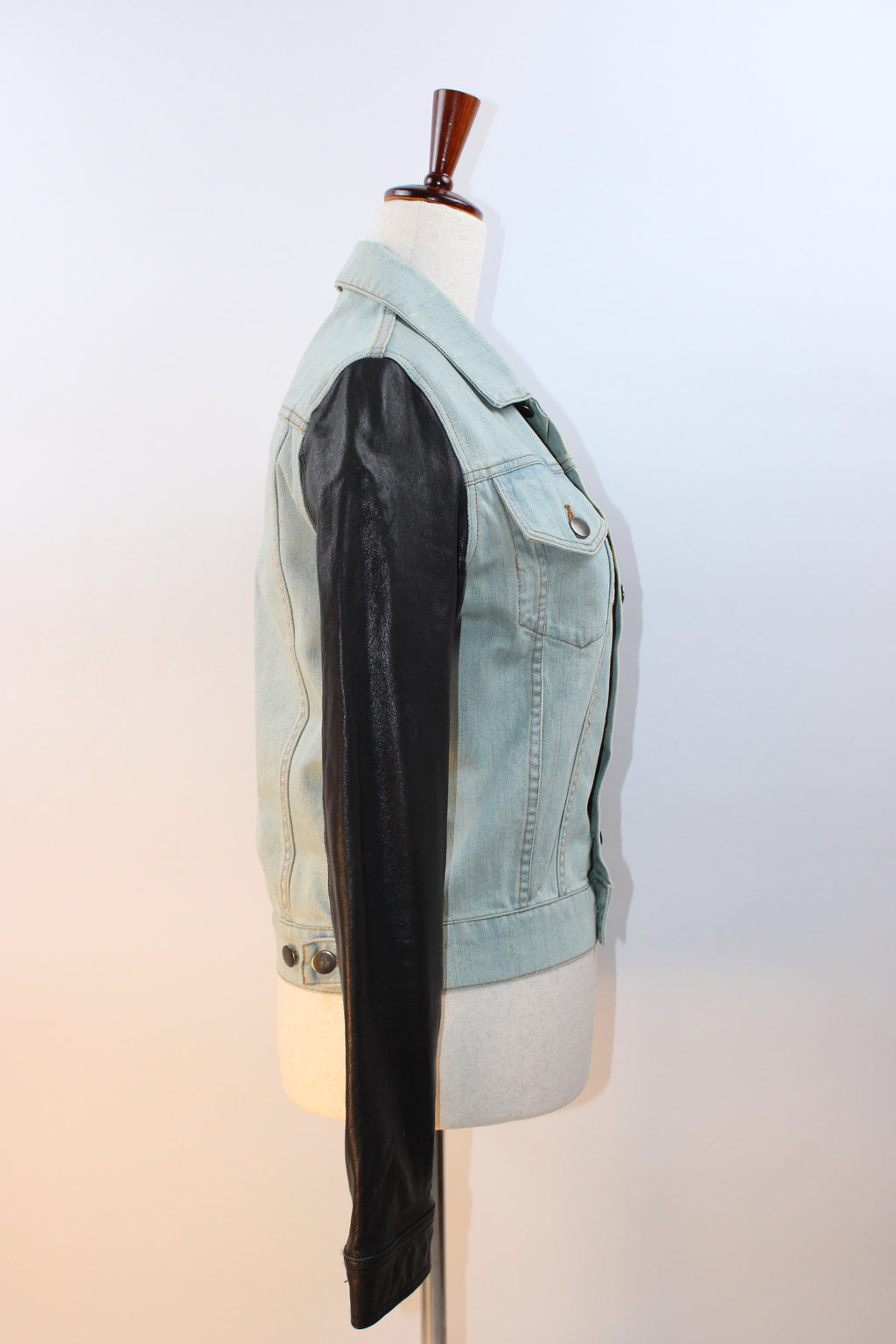 Alexander Wang Denim Jacket with Goat Skin Sleeves