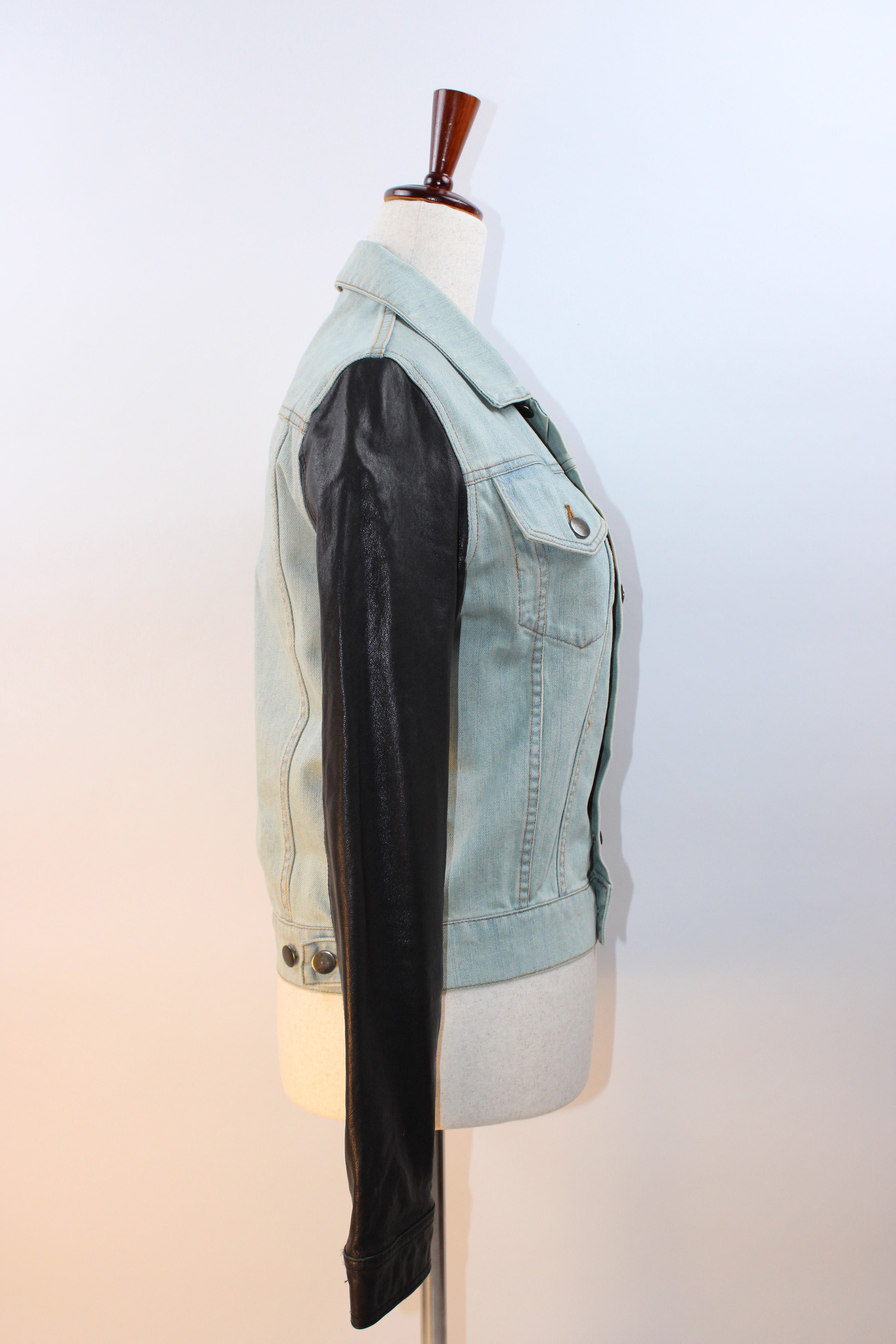 Alexander Wang Denim Jacket with Goat Skin Sleeves
