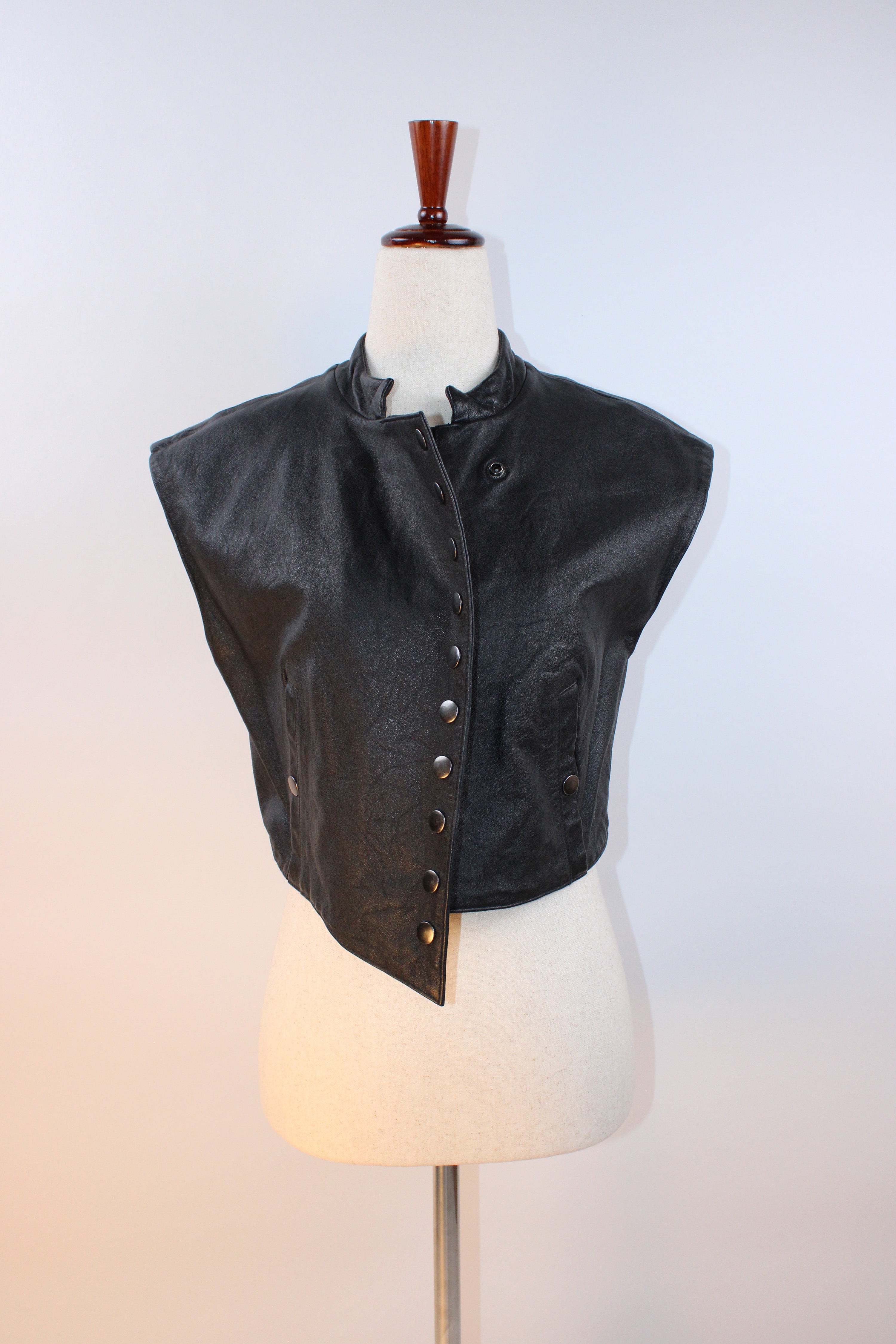 Alexander McQueen black structured leather vest