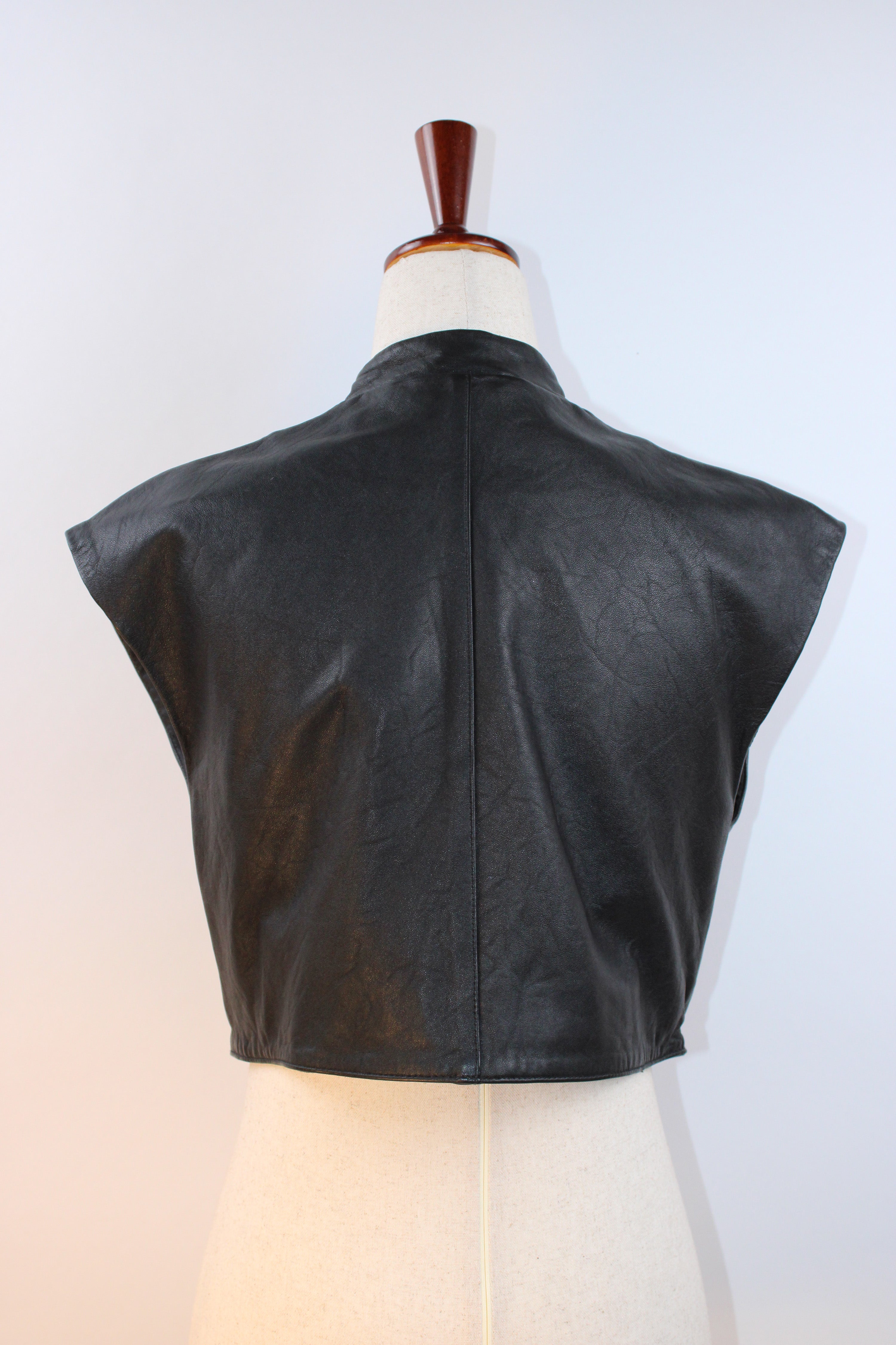 Alexander McQueen Black Leather Structured Vest