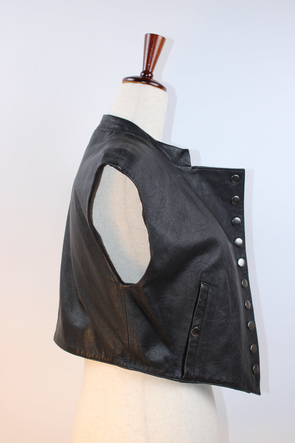 Alexander McQueen Black Leather Structured Vest