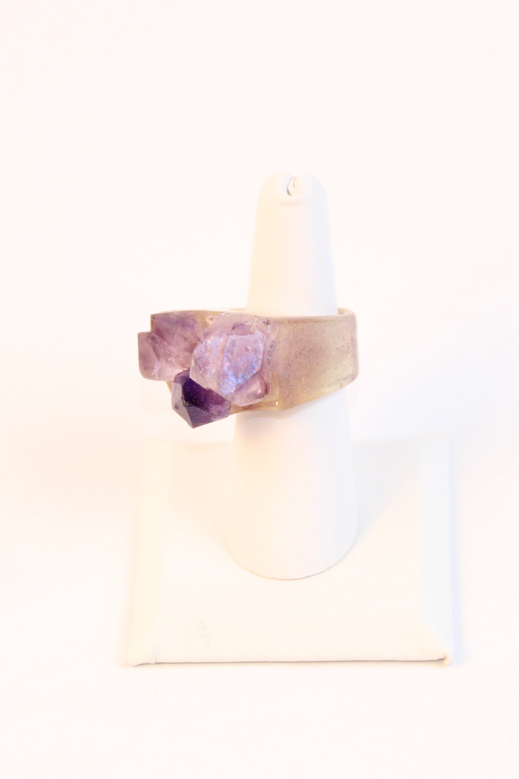 Raw Amethyst Cluster Gold-Tone Statement Ring