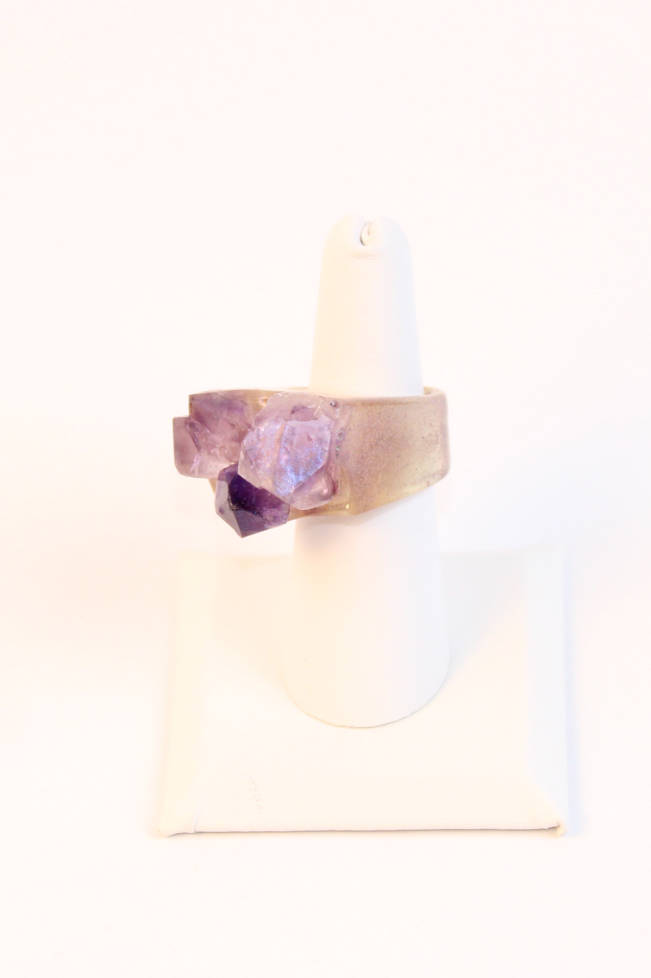 Raw Amethyst Cluster Gold-Tone Statement Ring