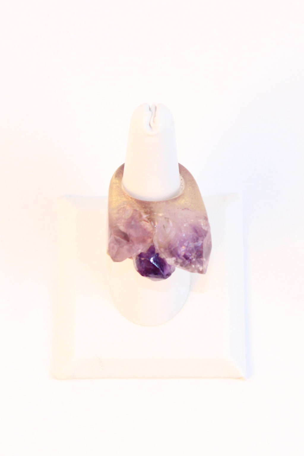 Raw Amethyst Cluster Gold-Tone Statement Ring
