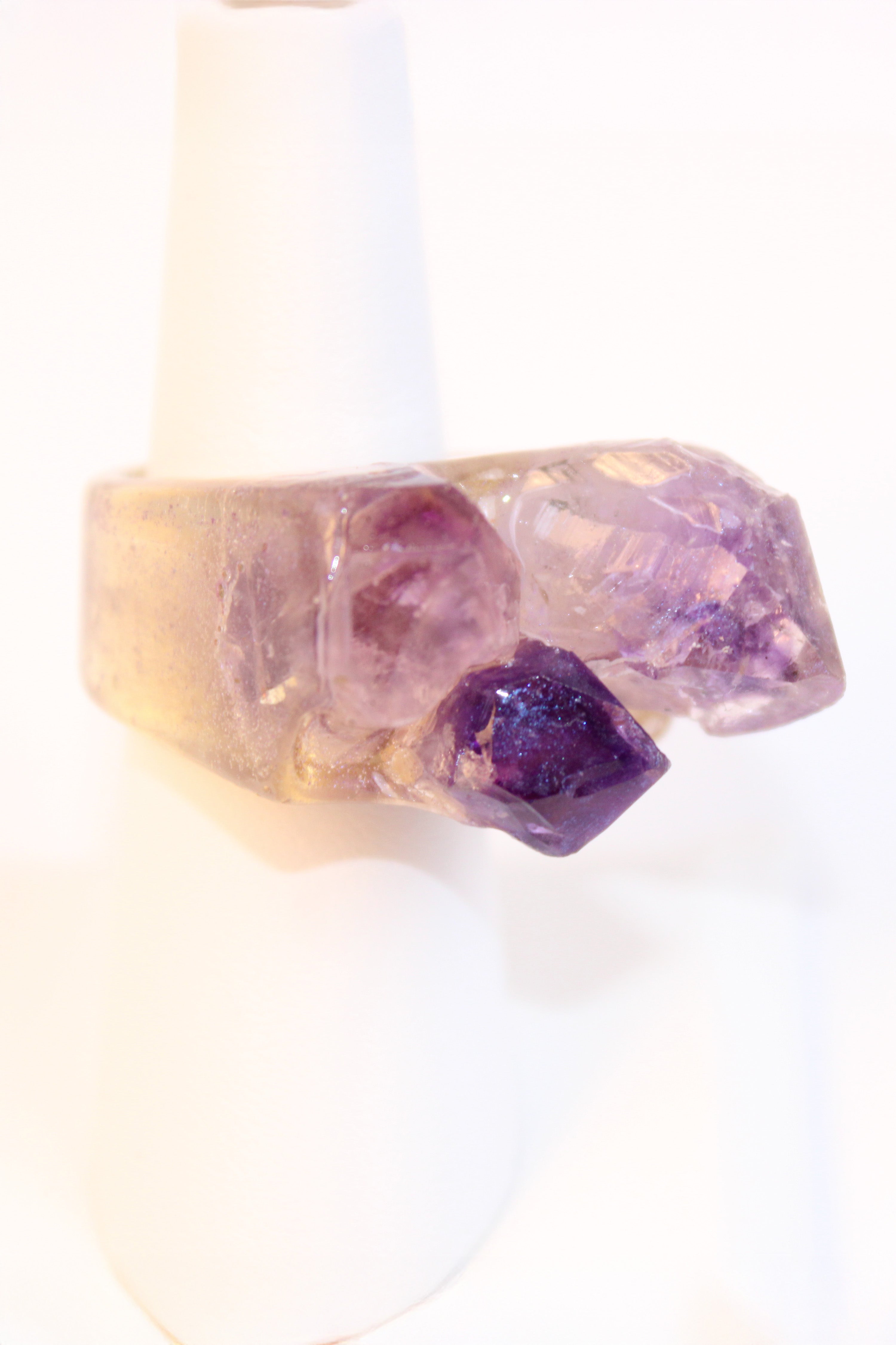 Raw Amethyst Cluster Gold-Tone Statement Ring